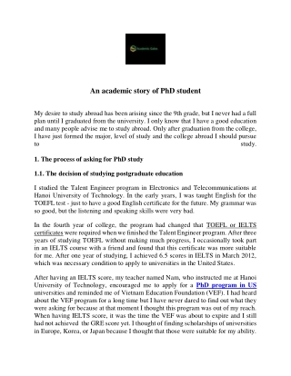 An academic story of PhD student