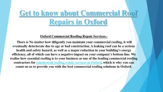 Get to know about Commercial Roof Repairs in