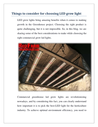 Things to consider for choosing LED grow light