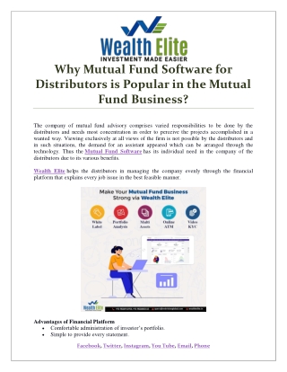 Why Mutual Fund Software for Distributors is Popular in the Mutual Fund Business
