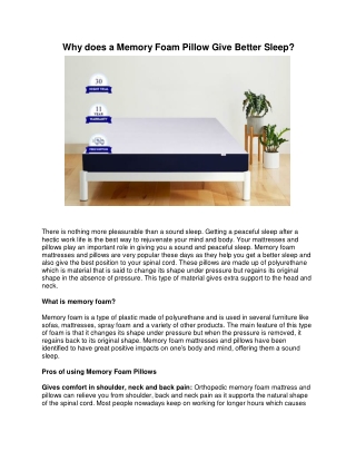 Why does a Memory Foam Pillow Give Better Sleep?