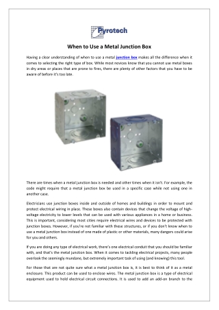When to Use a Metal Junction Box