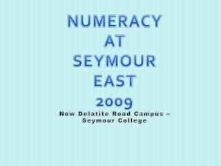 NUMERACY AT SEYMOUR EAST 2009 Now Delatite Road Campus – Seymour College