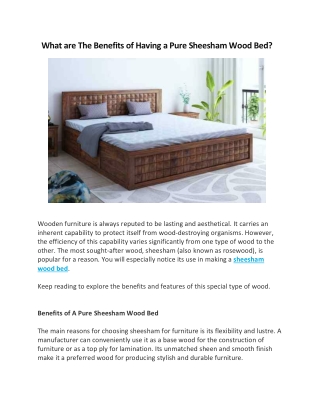 What are The Benefits of Having a Pure Sheesham Wood Bed?