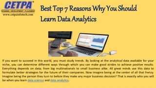 Best Top 7 Reasons Why You Should Learn Data Analytics