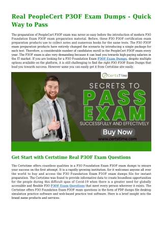 Try Real PeopleCert P3OF Dumps PDF [2021] And Get Success Easily 