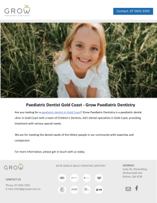 Paediatric Dentist Gold Coast - Grow Paediatric Dentistry