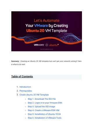 How To Create The Ubuntu 20 VM Template For VMware Automation