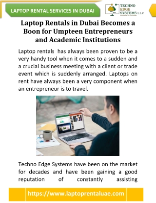 Laptop Rental Services in Dubai for Academic Institutions