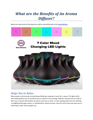 What are the Benefits of An Aroma Diffuser?