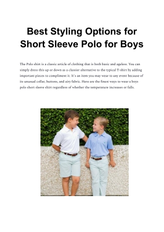 Best Styling Options for Short Sleeve Polo for Boys