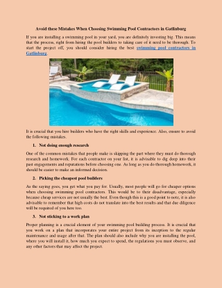 Avoid these Mistakes When Choosing Swimming Pool Contractors in Gatlinburg