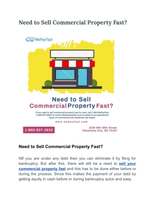 Need to Sell Commercial Property Fast