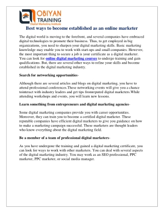 Best ways to become established as an online marketer