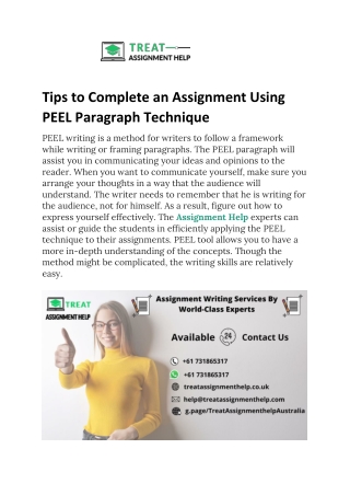 Tips to Complete an Assignment Using PEEL Paragraph Technique