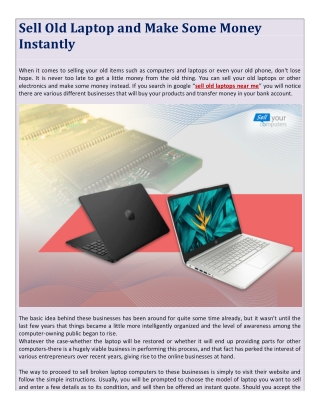 Sell Old Laptop and Make Some Money Instantly