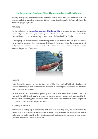 Roofing company Oklahoma City – The services they provide is the best