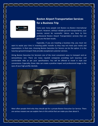 Boston Airport Transportation Services for a Business Trip