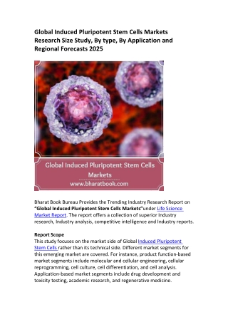 Global Induced Pluripotent Stem Cells Markets Research Size Study, By type, By Application and Regional Forecasts 2025