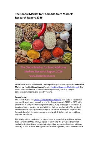 The Global Market for Food Additives Markets Research Report 2026