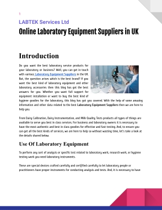 Online Laboratory Equipment Suppliers in UK - PDF