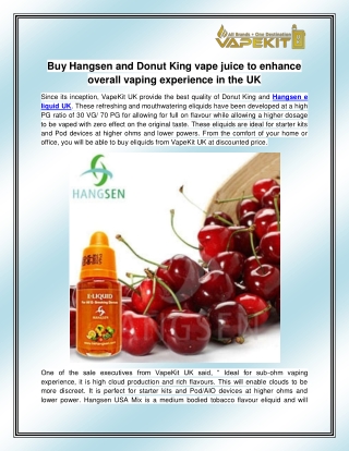 Hangsen e liquid UK