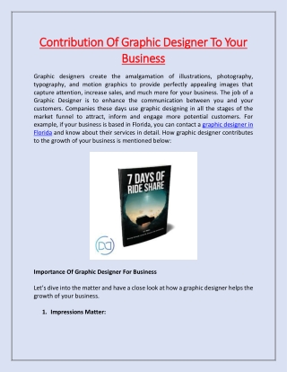 Contribution Of Graphic Designer To Your Business