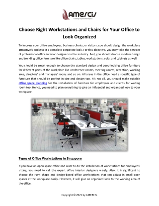 Choose Right Workstations and Chairs for Your Office to Look Organized