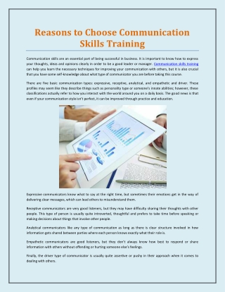 Reasons to Choose Communication Skills Training