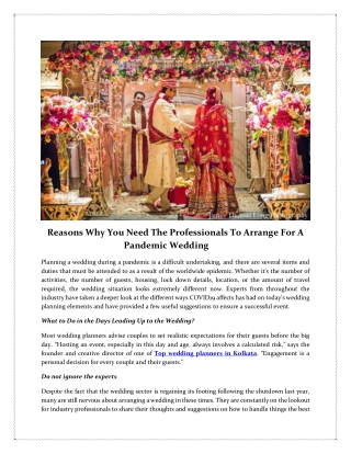 Reasons Why You Need The Professionals To Arrange For A Pandemic Wedding