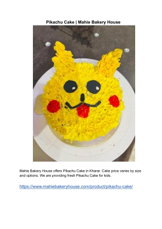 Pikachu Cake  Mahie Bakery House