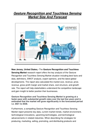 Gesture Recognition and Touchless Sensing Market
