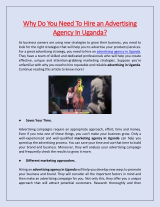 Why Do You Need To Hire an Advertising Agency In Uganda?