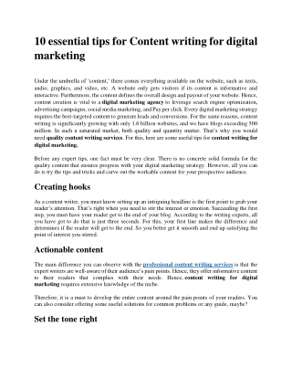 10 essential tips for Content writing for digital marketing