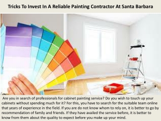 Tricks To Invest In A Reliable Painting Contractor At Santa Barbara