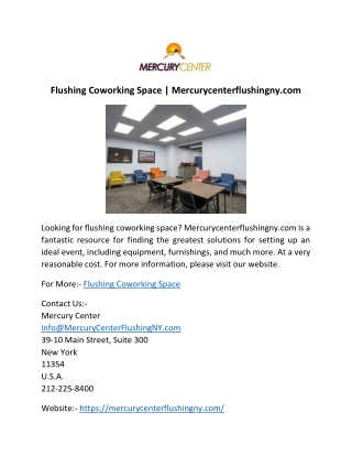 Flushing Coworking Space | Mercurycenterflushingny.com