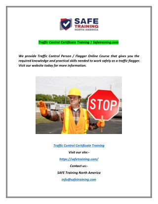 Traffic Control Certificate Training | Safetraining.com