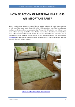 HOW SELECTION OF MATERIAL IN A RUG IS AN IMPORTANT PART