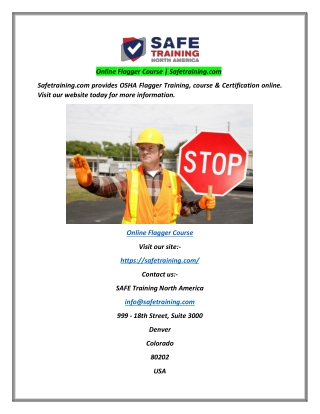 Online Flagger Course | Safetraining.com