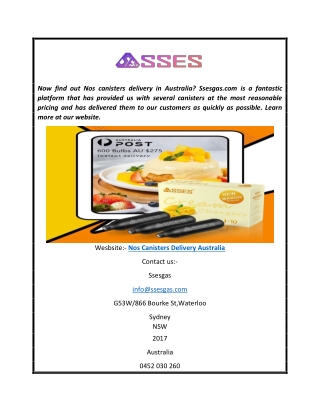 Nos Canisters Delivery Australia  Ssesgas.com