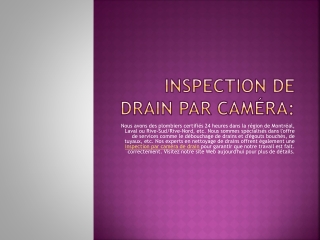 Inspection de Drain Par Caméra