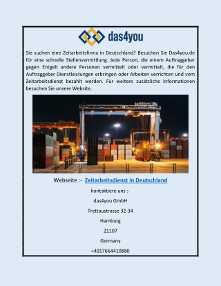 Zeitarbeitsdienst in Deutschland | Das4you.de