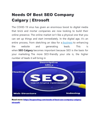 Needs Of Best SEO Company Calgary