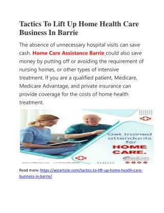 Tactics To Lift Up Home Health Care Business In Barrie