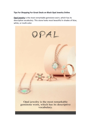 Tips For Shopping For Great Deals on Black Opal Jewelry Online