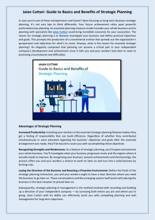 Jaian Cuttari- Guide to Basics and Benefits of Strategic Planning