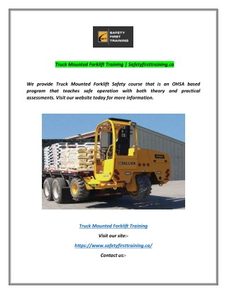 Truck Mounted Forklift Training | Safetyfirsttraining.ca