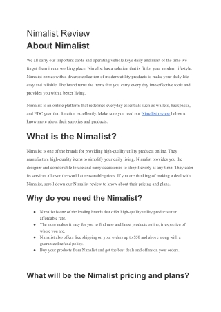 Nimalist Review