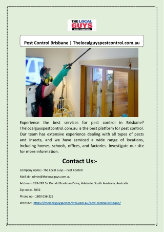 Pest Control Brisbane | Thelocalguyspestcontrol.com.au