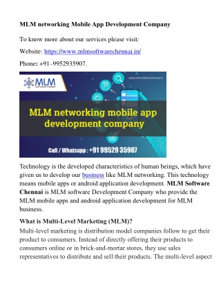 MLM networking Mobile App Development Company